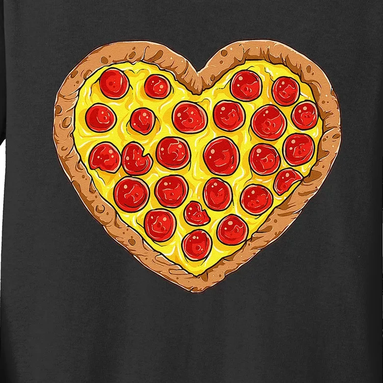 Pizza Heart Funny Valentines Day Pepperoni Lover Kids Long Sleeve Shirt