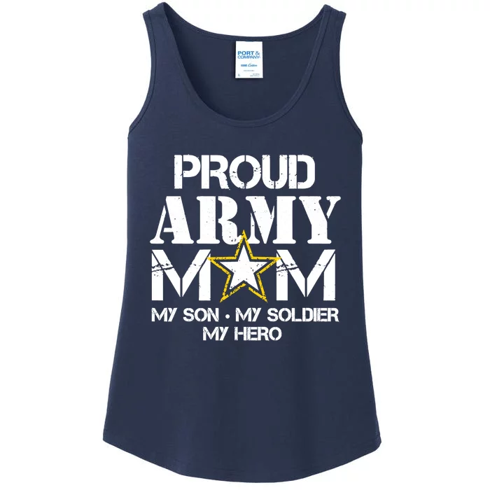 Proud Hoodie For Military Mom My Soldier My Hero Ladies Essential Tank