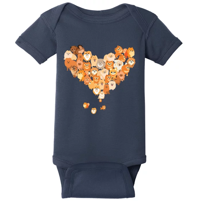 Pomeranian Heart Gift Dog Lover Baby Bodysuit