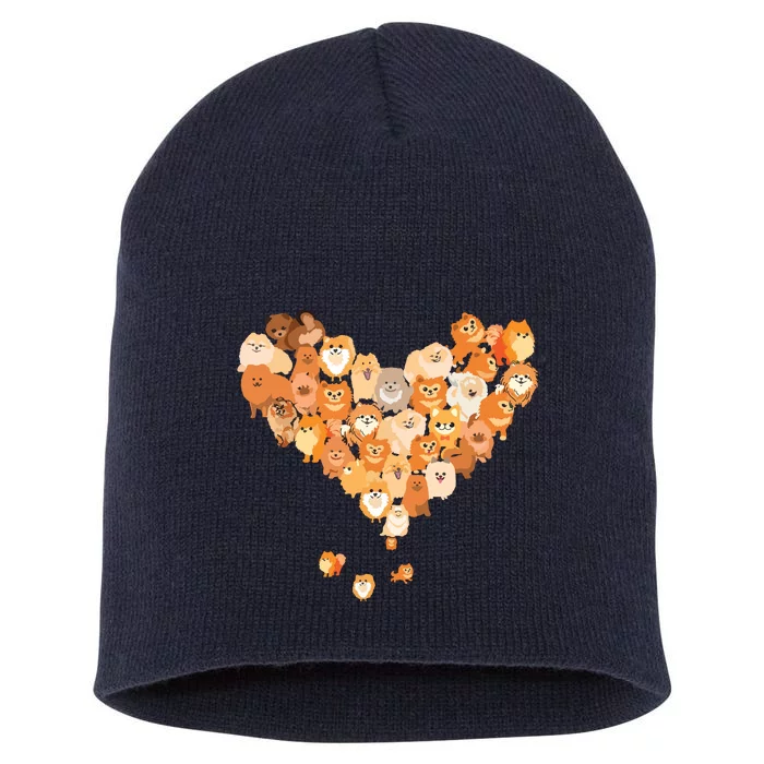 Pomeranian Heart Gift Dog Lover Short Acrylic Beanie