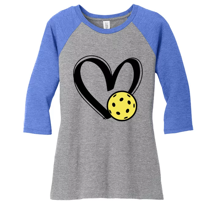 Pickleball Heart Great Gift Women's Tri-Blend 3/4-Sleeve Raglan Shirt