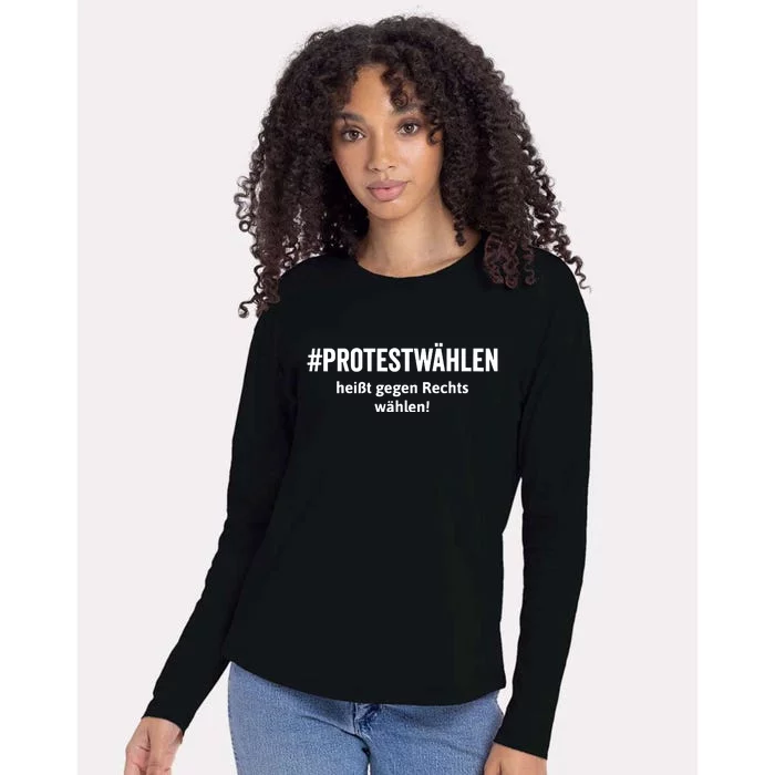 Protestwahlen Heibt Gegen Rechts Wahlen Womens Cotton Relaxed Long Sleeve T-Shirt