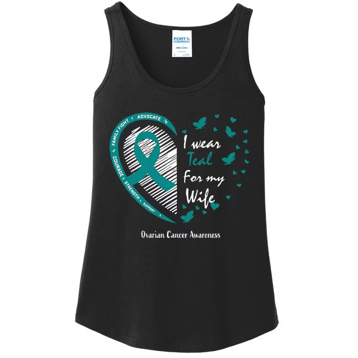 Products Husband Gifts Teal Wife Ovarian Cancer Awareness Ladies Essential Tank