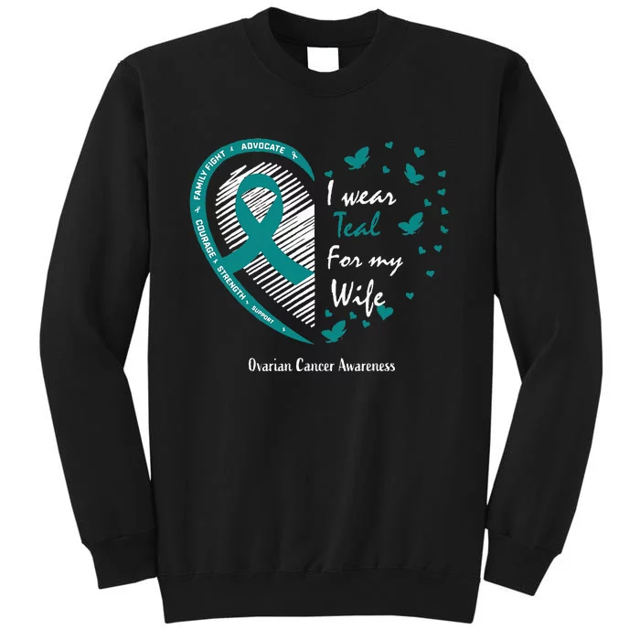 Products Husband Gifts Teal Wife Ovarian Cancer Awareness Tall Sweatshirt