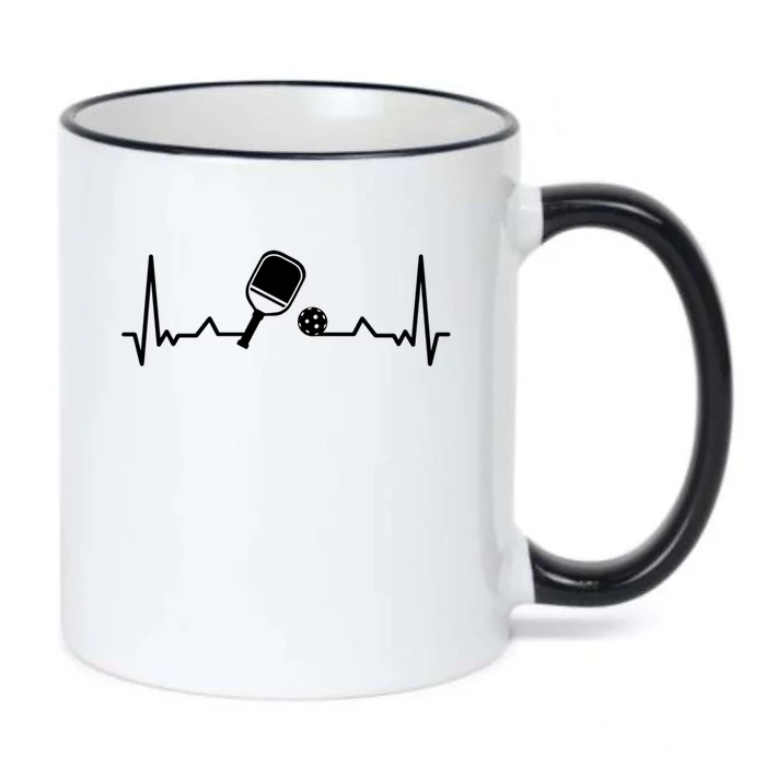 Pickleball Heartbeat Gift Pickleball Player Gift Black Color Changing Mug