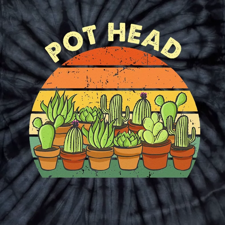 Pot Head Gardening Cactus Succulents Plants Funny Gardener Tie-Dye T-Shirt