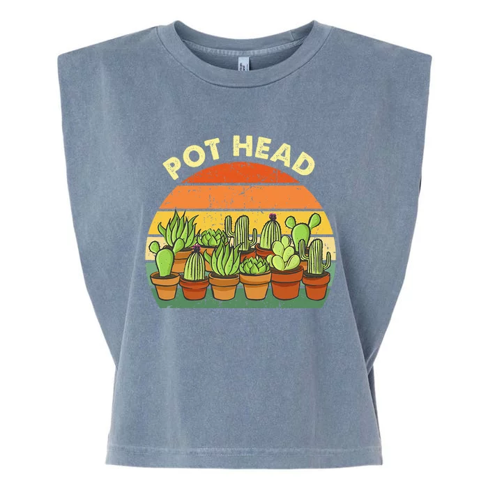 Pot Head Gardening Cactus Succulents Plants Funny Gardener Garment-Dyed Women's Muscle Tee