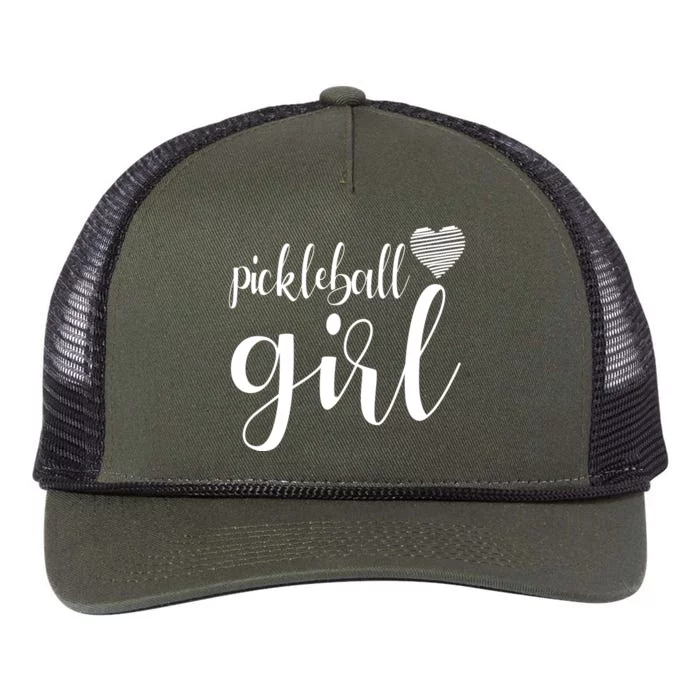 Pickleball Heart Girl Retro Rope Trucker Hat Cap