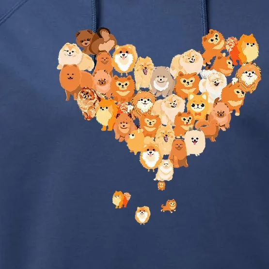 Pomeranian Heart Gift Dog Lover Performance Fleece Hoodie