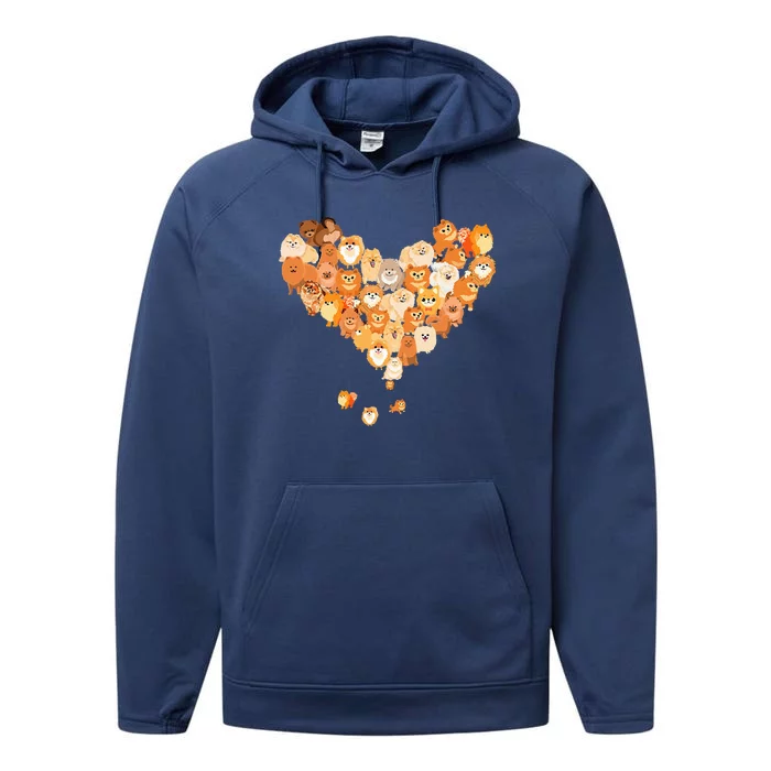 Pomeranian Heart Gift Dog Lover Performance Fleece Hoodie