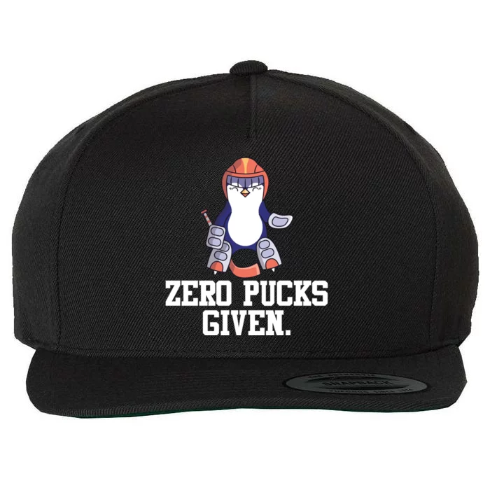 Penguin Hockey Goalkeeper Funny Zero Pucks Given Funny Gift Wool Snapback Cap