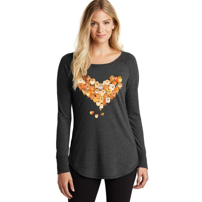 Pomeranian Heart Gift Dog Lover Women's Perfect Tri Tunic Long Sleeve Shirt