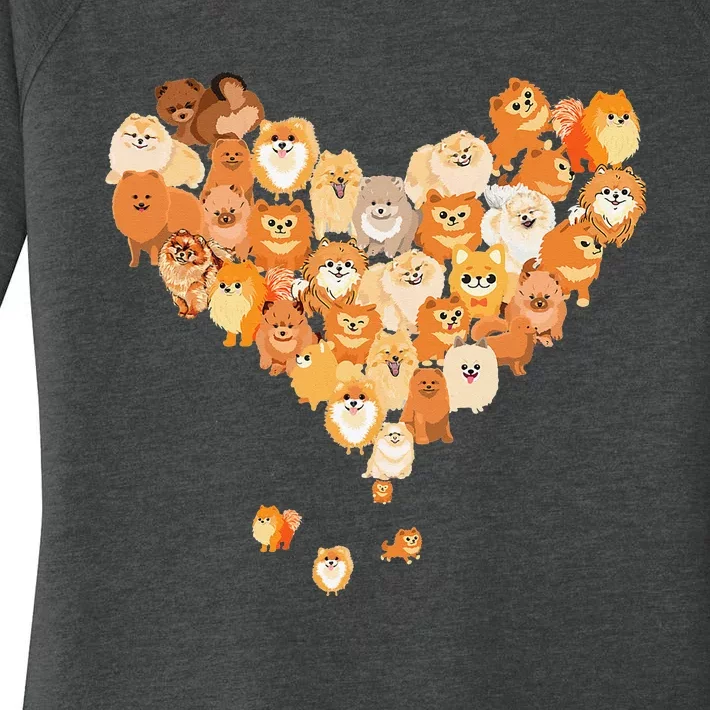 Pomeranian Heart Gift Dog Lover Women's Perfect Tri Tunic Long Sleeve Shirt