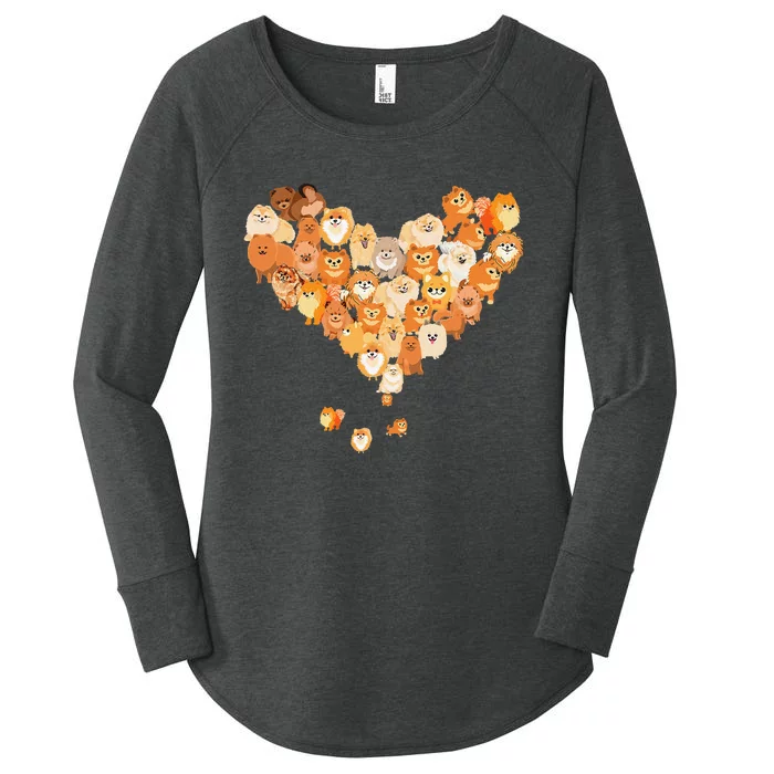 Pomeranian Heart Gift Dog Lover Women's Perfect Tri Tunic Long Sleeve Shirt