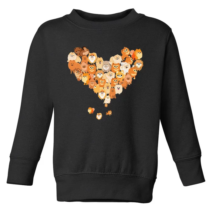 Pomeranian Heart Gift Dog Lover Toddler Sweatshirt