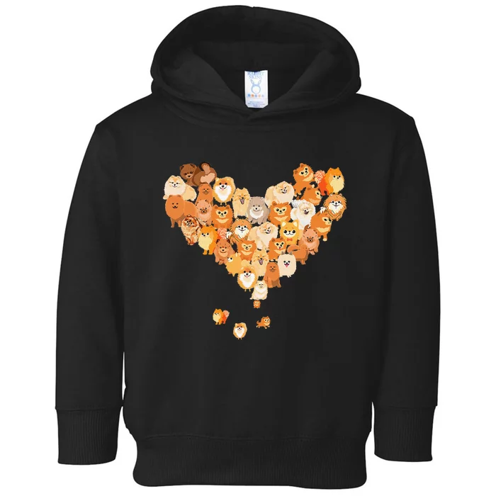 Pomeranian Heart Gift Dog Lover Toddler Hoodie