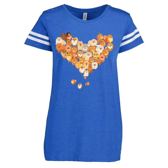 Pomeranian Heart Gift Dog Lover Enza Ladies Jersey Football T-Shirt