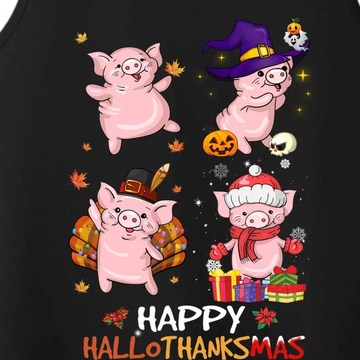 Pig Happy Hallothanksmas Halloween Thanksgiving Xmas Performance Tank