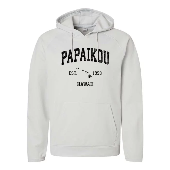 Papaikou Hawaii Hi Vintage Athletic Performance Fleece Hoodie