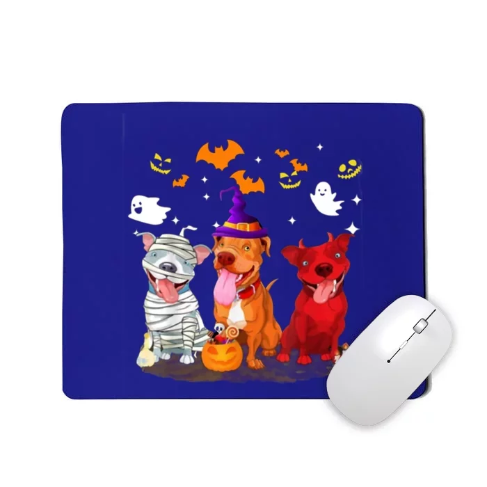 Pitbull Happy Halloween With Pumpkin Mummy Witch Gift Mousepad