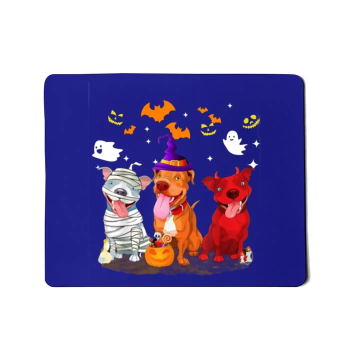 Pitbull Happy Halloween With Pumpkin Mummy Witch Gift Mousepad