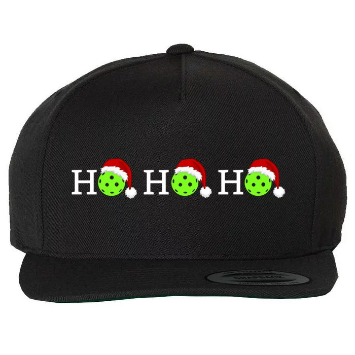 Pickleball Ho Ho Ho Christmas Gift Wool Snapback Cap