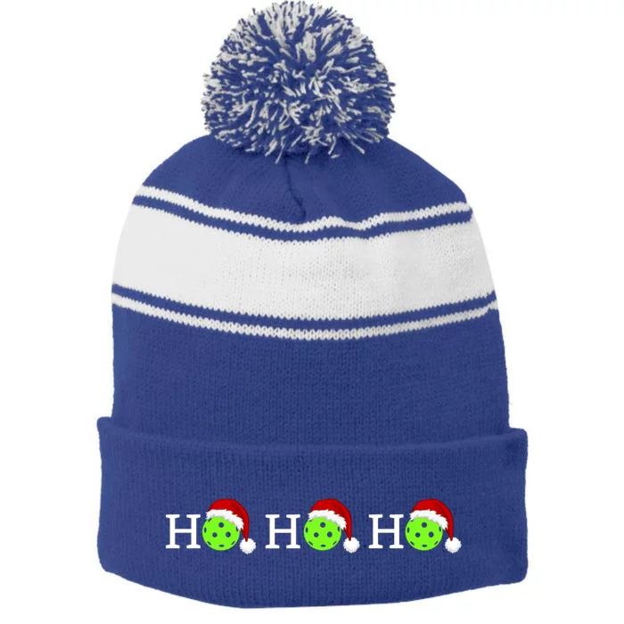 Pickleball Ho Ho Ho Christmas Gift Stripe Pom Pom Beanie