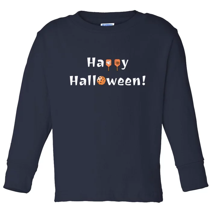 Pickleball Halloween | Happy Halloween | Fun Pickleball | Great Pickleball Toddler Long Sleeve Shirt