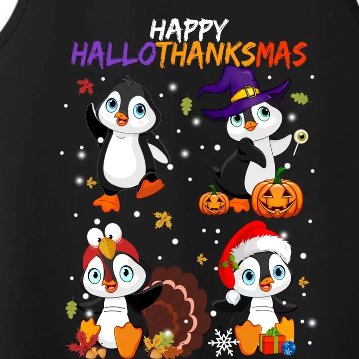 Penguin Happy Hallothanksmas Halloween Thanksgiving Xmas Cute Gift Performance Tank