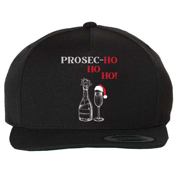 Prosec Ho Ho Ho Prosecco Champagne Glasses Santa Hat Funny Gift Wool Snapback Cap