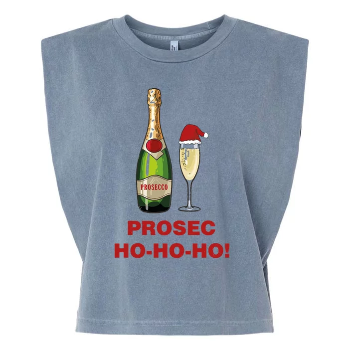 Prosecho Ho Ho Funny Prosecco Christmas Print Cute Gift Garment-Dyed Women's Muscle Tee