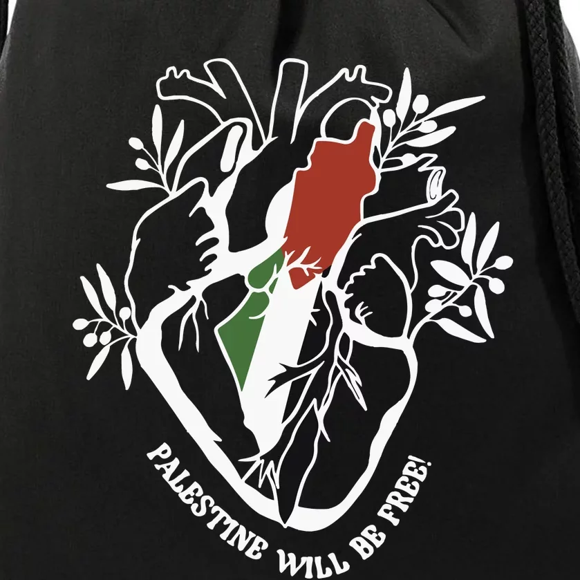 Palestine Heart Human Rights Palestine Free Freedom Palestine Flag Drawstring Bag