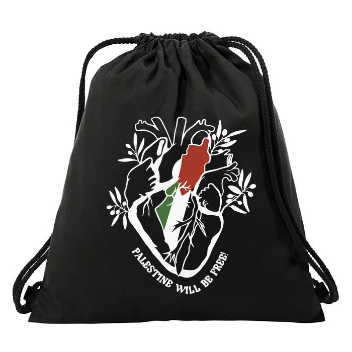 Palestine Heart Human Rights Palestine Free Freedom Palestine Flag Drawstring Bag