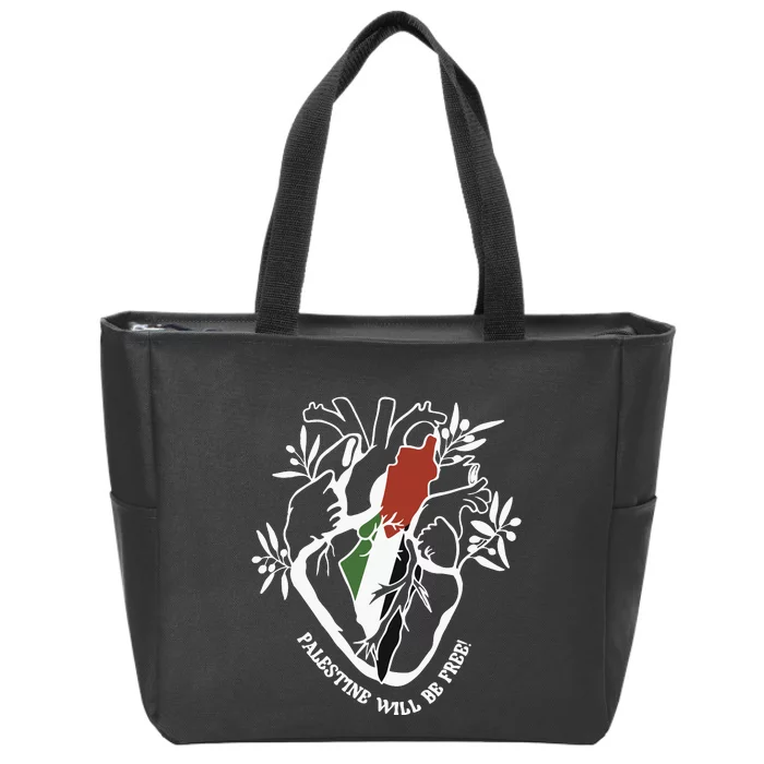 Palestine Heart Human Rights Palestine Free Freedom Palestine Flag Zip Tote Bag