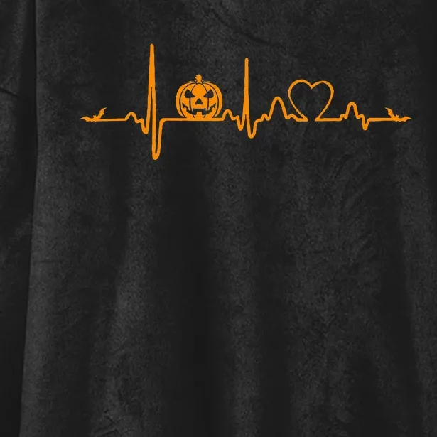 Pumpkin Heartbeat Halloween Hooded Wearable Blanket