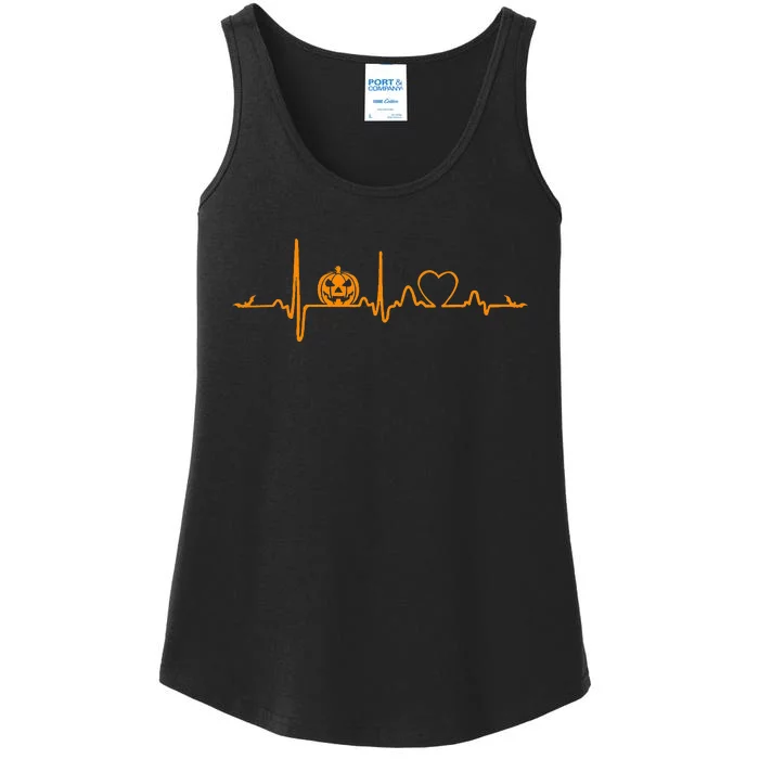 Pumpkin Heartbeat Halloween Ladies Essential Tank