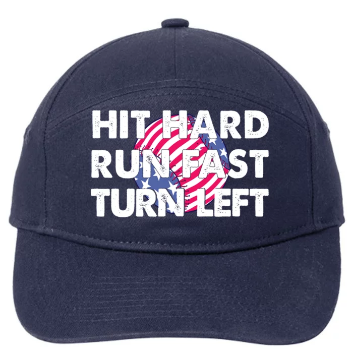 Patriot Hit Hard Run Fast Turn Left Baseball Funny Sport Gift 7-Panel Snapback Hat