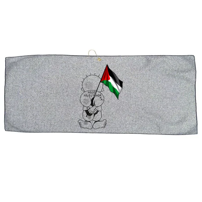 Palestine Hanzala Holding Palestinian Flag Free Palestine Gift Large Microfiber Waffle Golf Towel