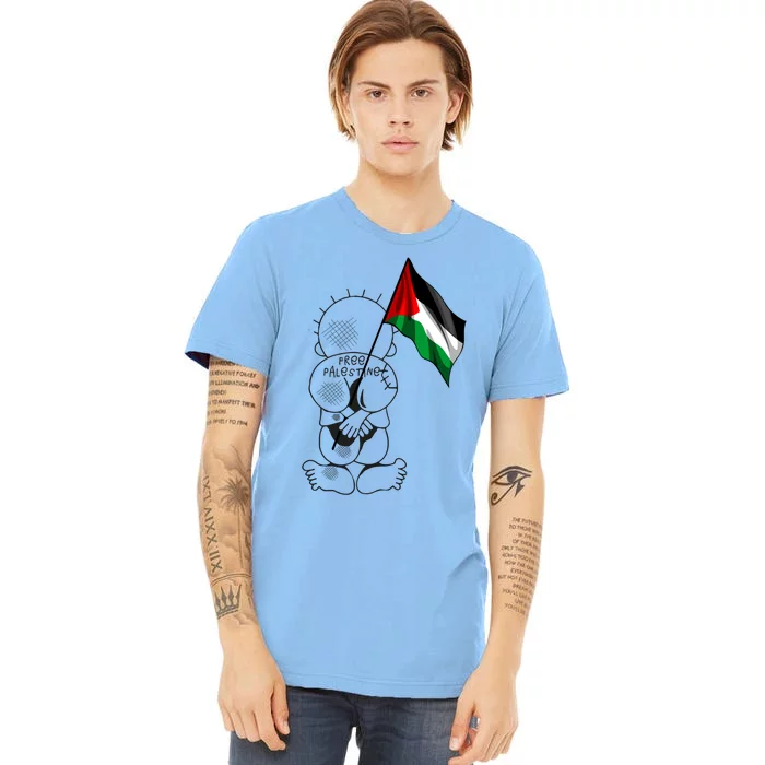 Palestine Hanzala Holding Palestinian Flag Free Palestine Gift Premium T-Shirt