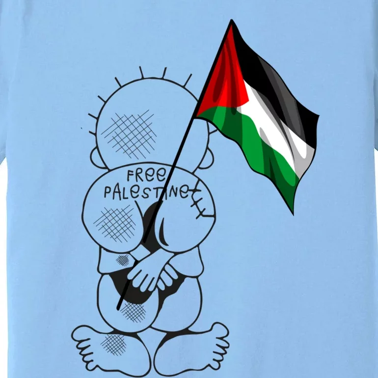 Palestine Hanzala Holding Palestinian Flag Free Palestine Gift Premium T-Shirt