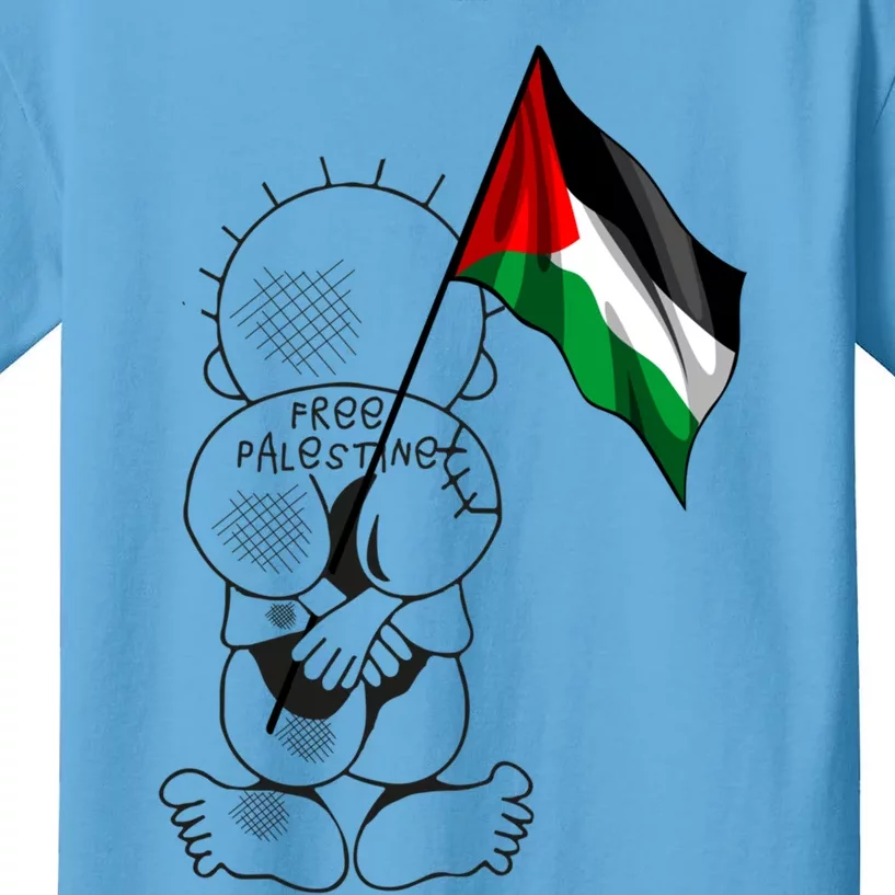 Palestine Hanzala Holding Palestinian Flag Free Palestine Gift Kids T-Shirt