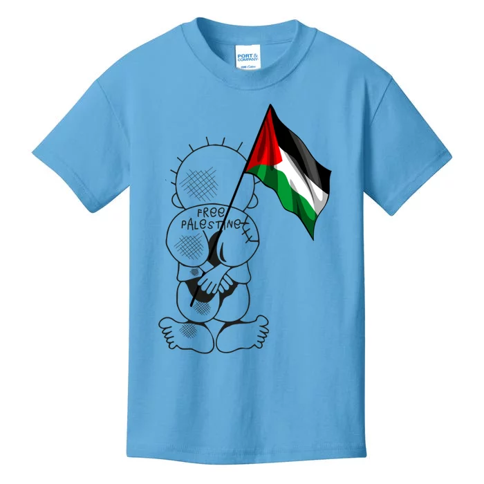 Palestine Hanzala Holding Palestinian Flag Free Palestine Gift Kids T-Shirt