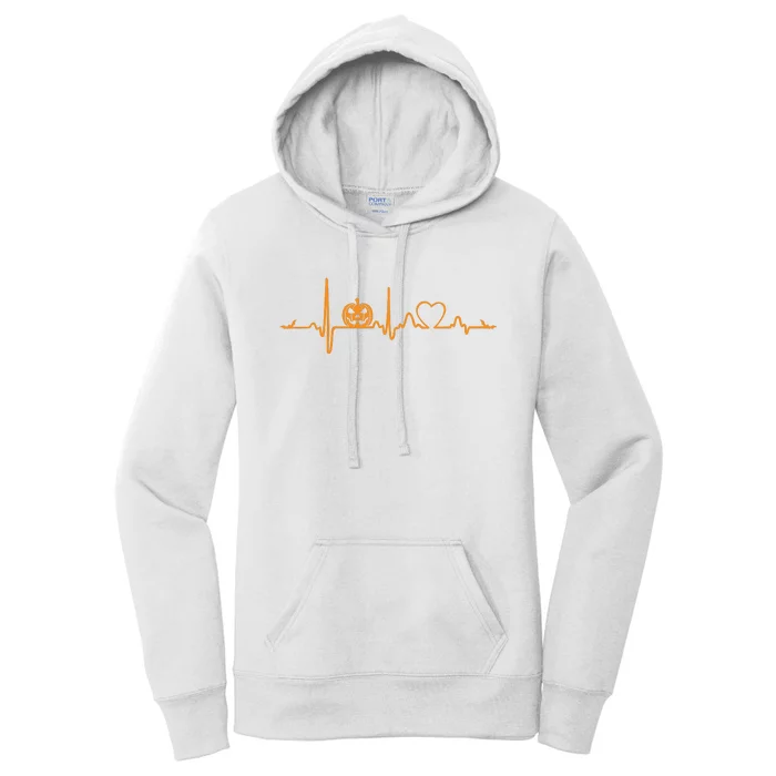 Pumpkin Heartbeat Halloween Women's Pullover Hoodie