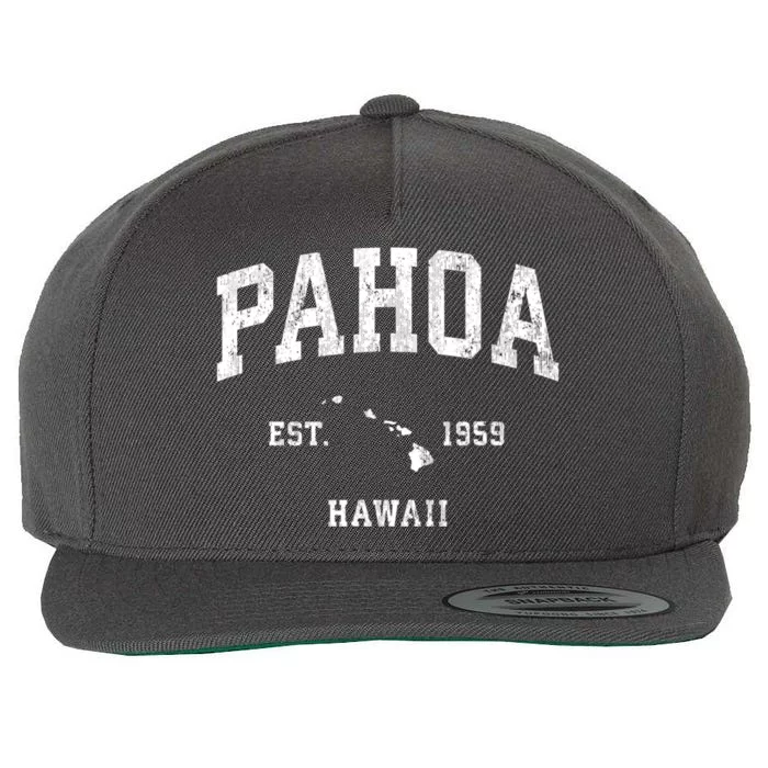 Pahoa Hawaii Hi Vintage Athletic Established Wool Snapback Cap