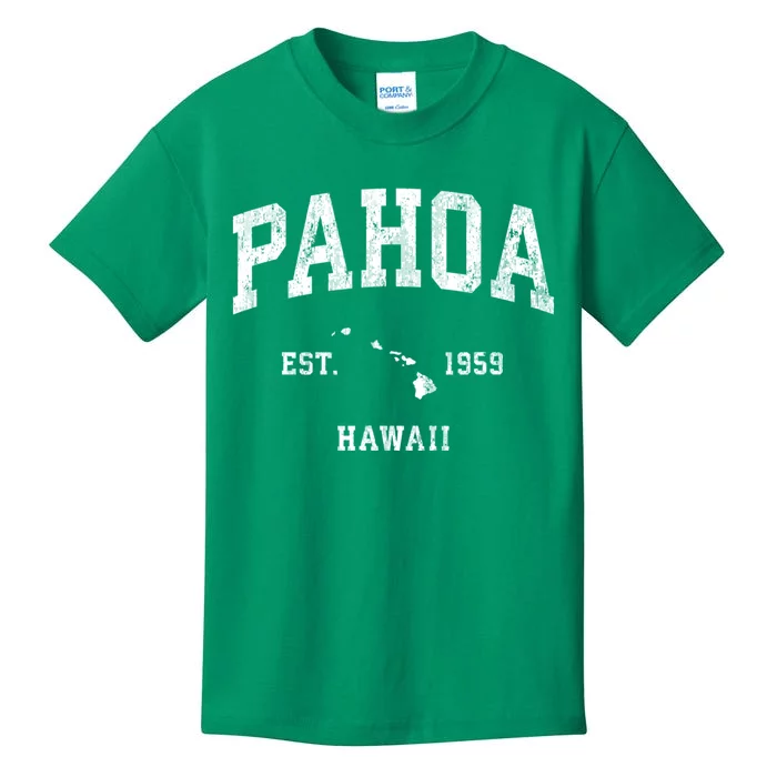 Pahoa Hawaii Hi Vintage Athletic Established Kids T-Shirt