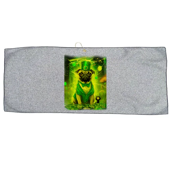 Pug Happy Holidays 138 St. Patricks Day Pug Large Microfiber Waffle Golf Towel