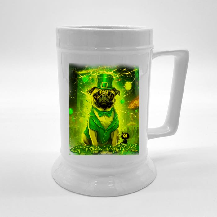 Pug Happy Holidays 138 St. Patricks Day Pug Front & Back Beer Stein