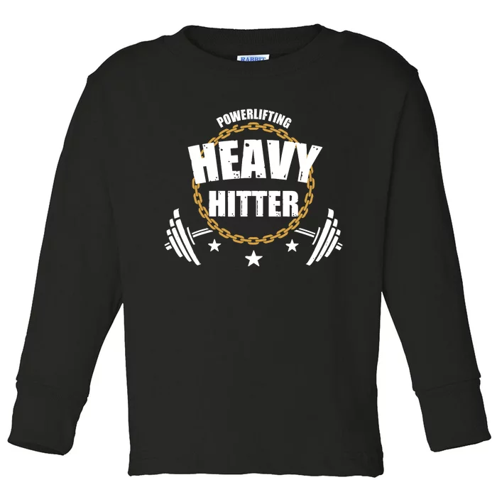 Powerlifting Heavy Hitter Vintage Gym Powerlifter Toddler Long Sleeve Shirt