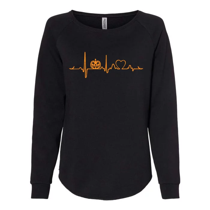 Pumpkin Heartbeat Halloween Womens California Wash Sweatshirt