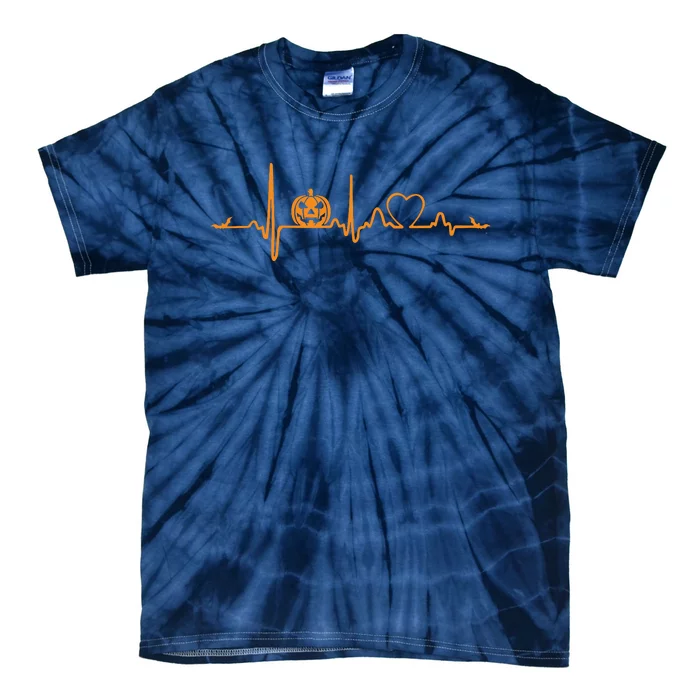 Pumpkin Heartbeat Halloween Tie-Dye T-Shirt